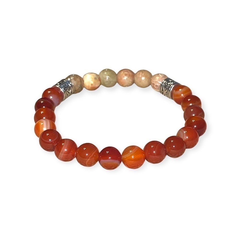 2/$30 Carnelian Soapstone Handmade Healing  Stretchy Bracelets 7 1/2" - Picture 2 of 6